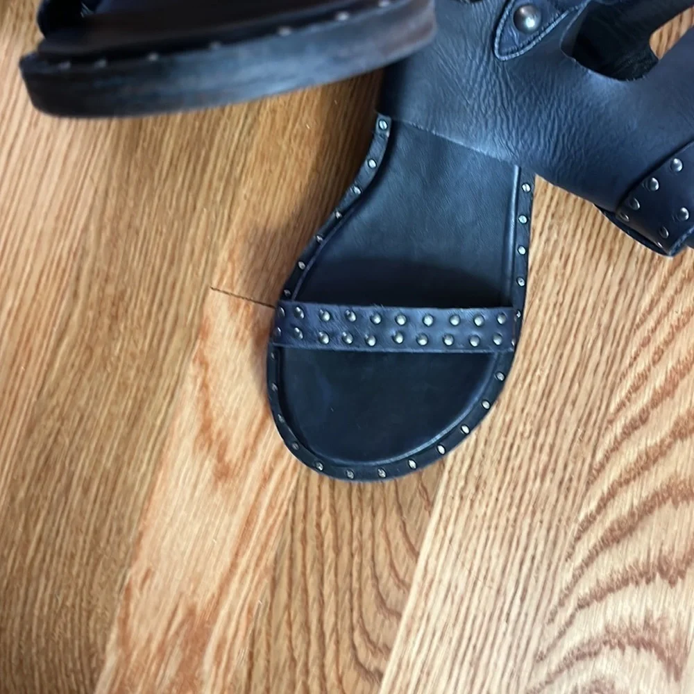 New Free People Happiness Block Heel Sandal Black Size 38 or 8